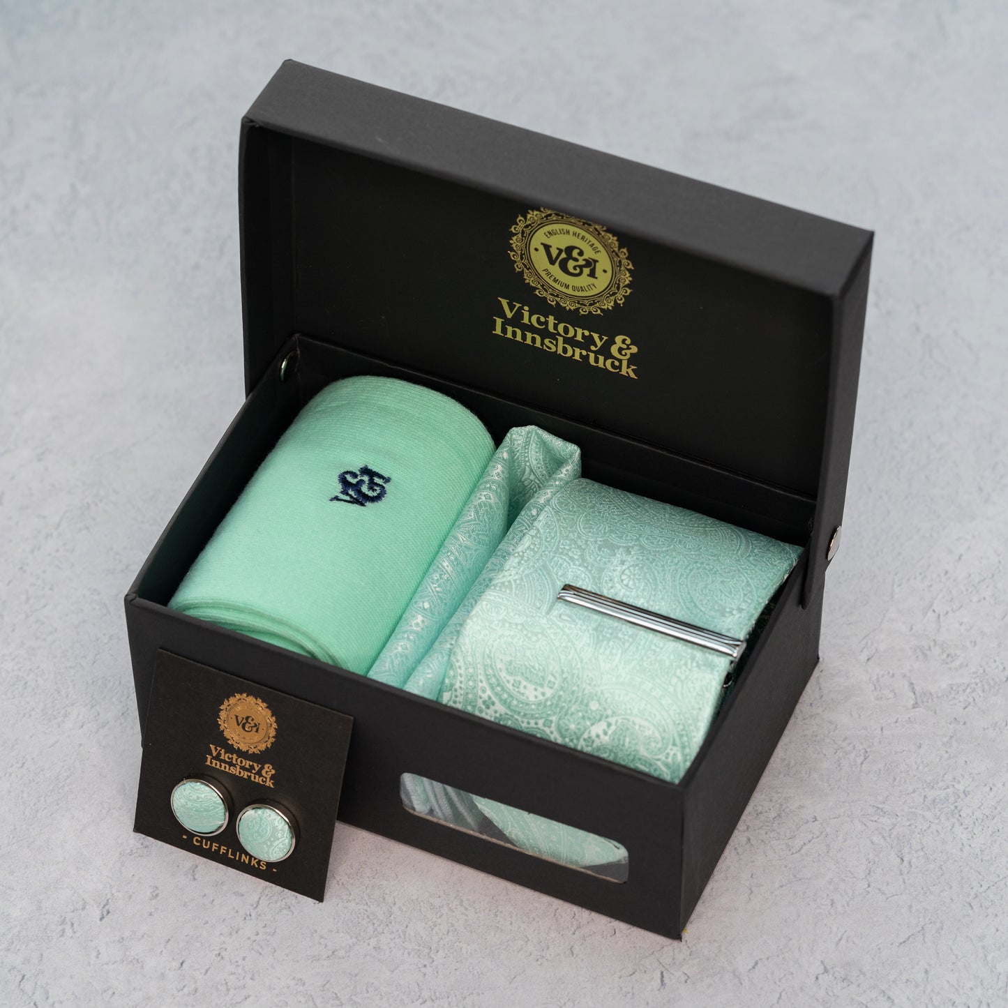 Mint Green Paisley Tie Box Set