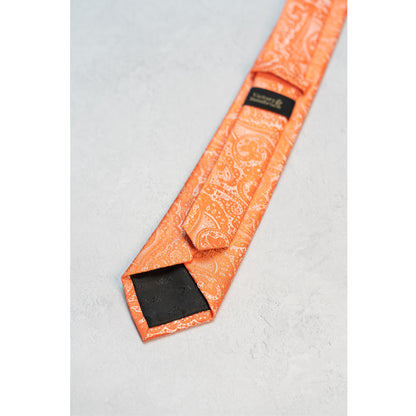 Coral Orange Paisley Tie Box Set