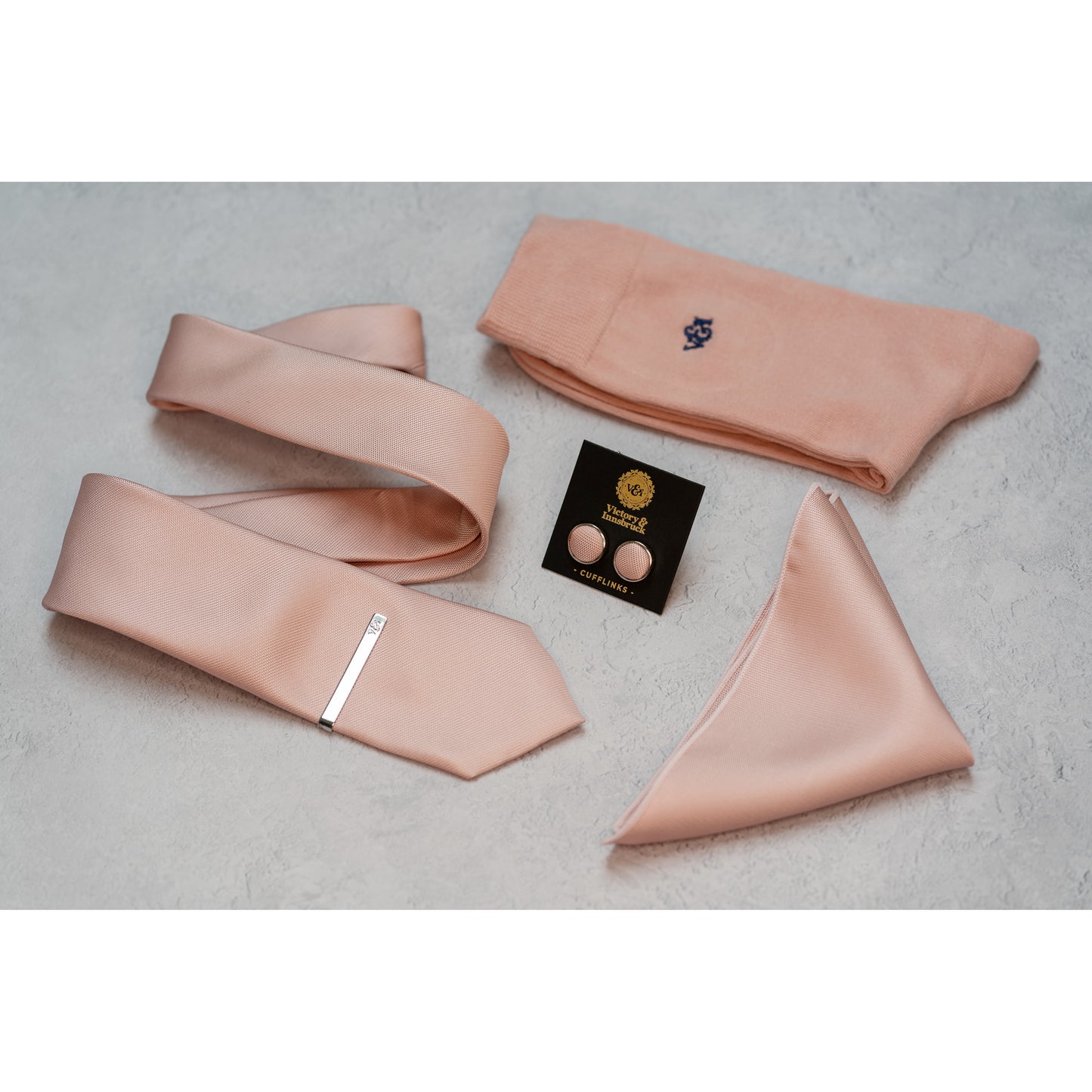 Blush Pink Textured Tie Set