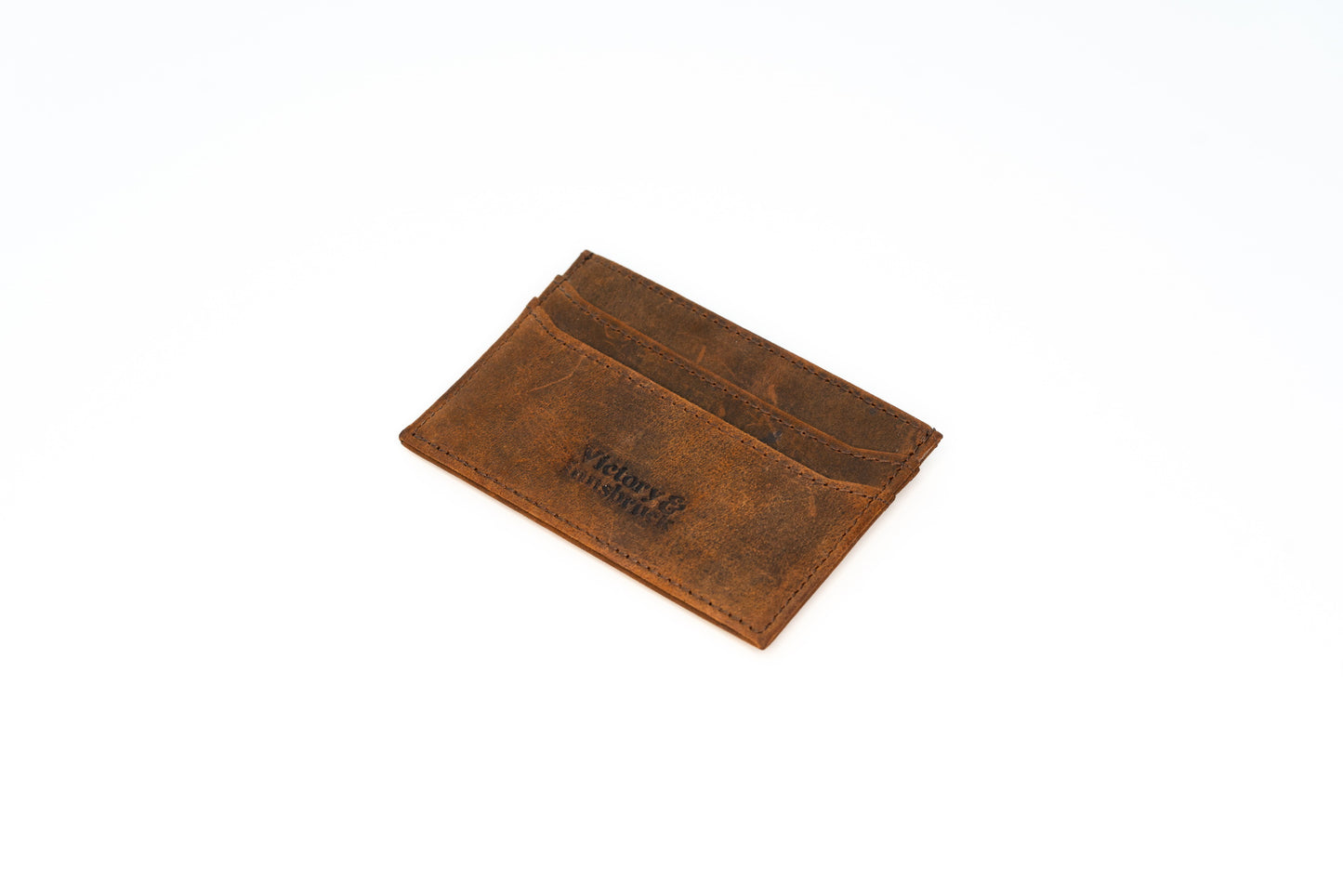 Slim Leather Card Holder Wallet | Brown / Brushed Tan