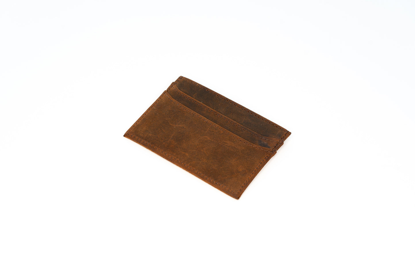 Slim Leather Card Holder Wallet | Brown / Brushed Tan