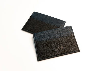 Slim Leather Card Holder Wallet | Black / Navy Blue